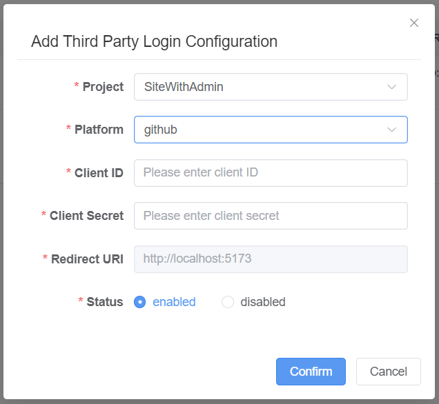 Add OAuth Setting