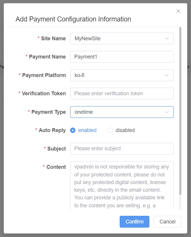 Payment Configuration