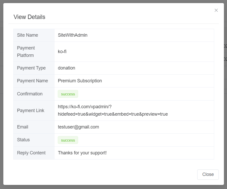 Payment Confirm Detail